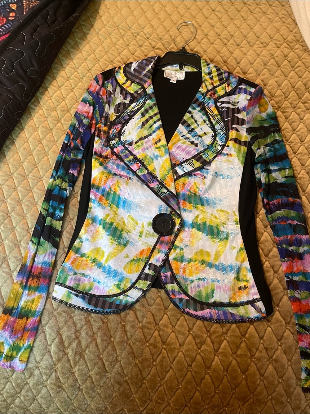 Alberto Makali Multicolor Printed Blazer Jacket with Black Panels